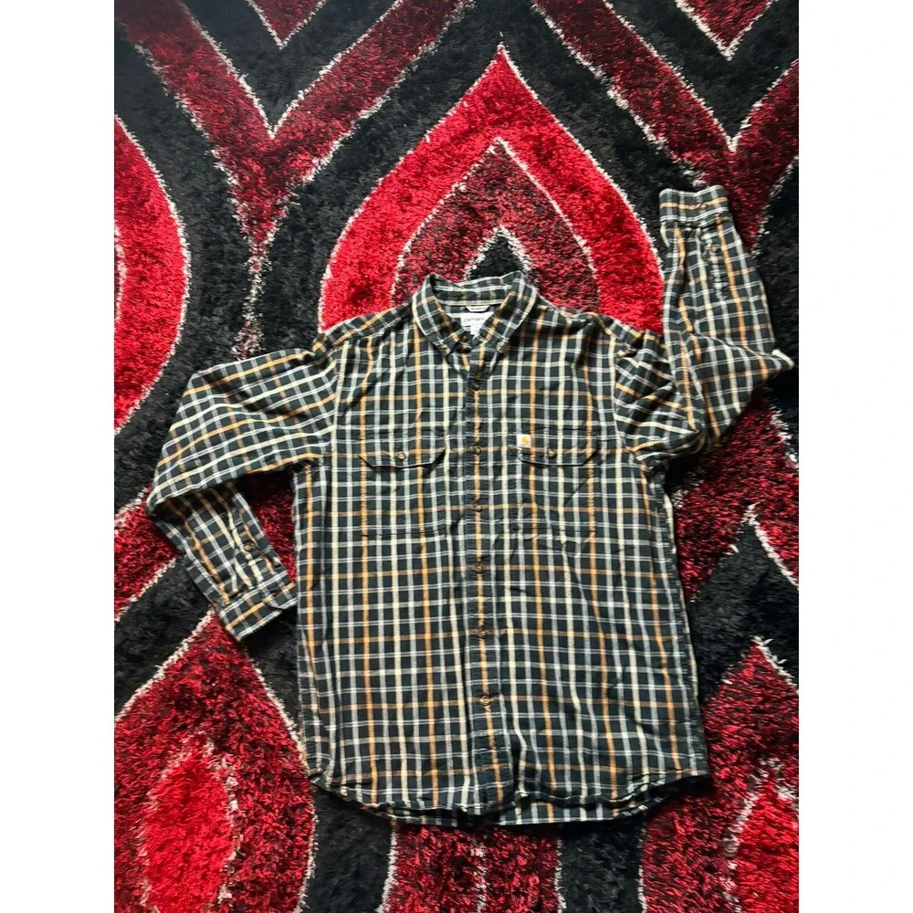 CARHARTT Shirt Men's Size Large Plaid Button Down Relaxed Fit Long Sleeve